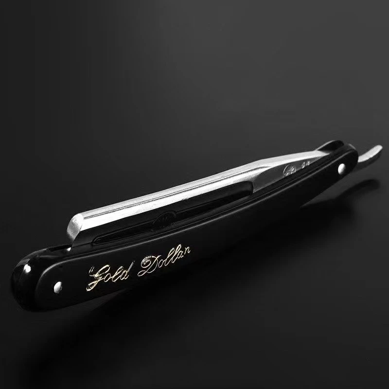 1PC 2023 Pro Gold Dollar 66 Shave Knife 66 Straight Edge Barber Razor Folding Hair Shaving Men Shaving Barber Tool G0915
