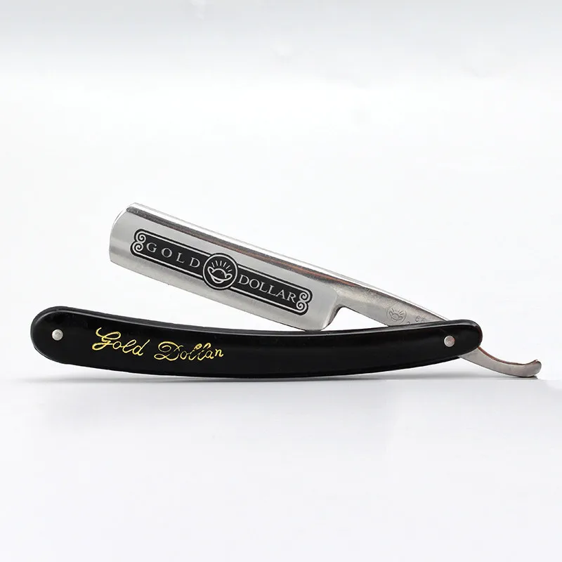 1PC 2023 Pro Gold Dollar 66 Shave Knife 66 Straight Edge Barber Razor Folding Hair Shaving Men Shaving Barber Tool G0915