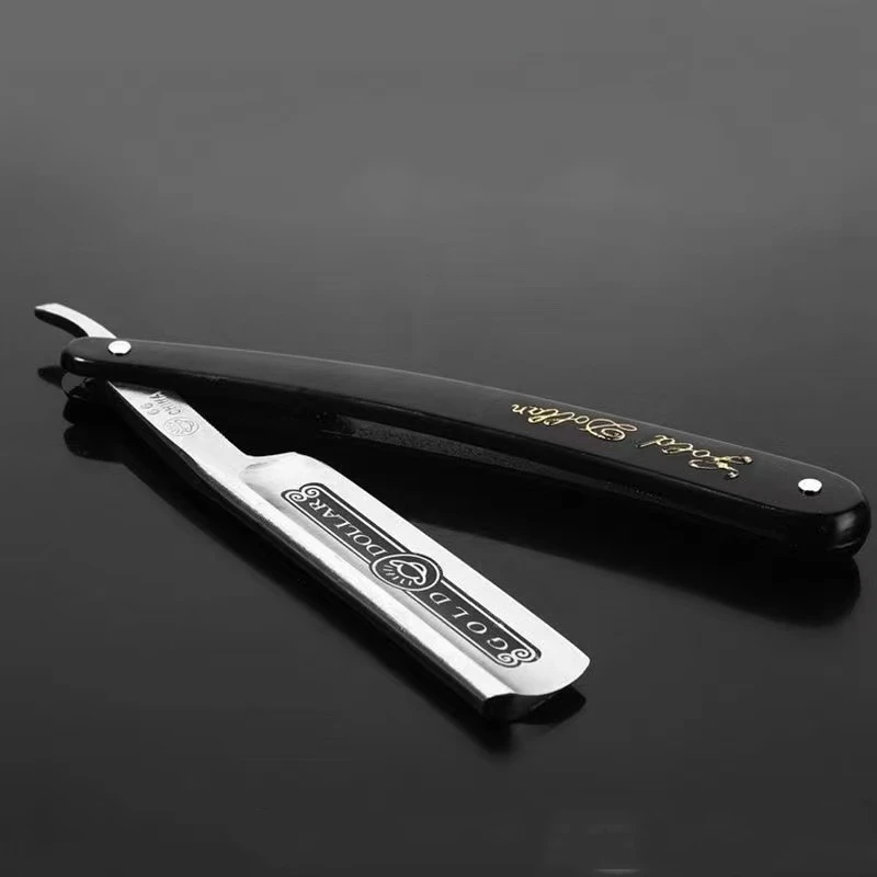1PC 2023 Pro Gold Dollar 66 Shave Knife 66 Straight Edge Barber Razor Folding Hair Shaving Men Shaving Barber Tool G0915