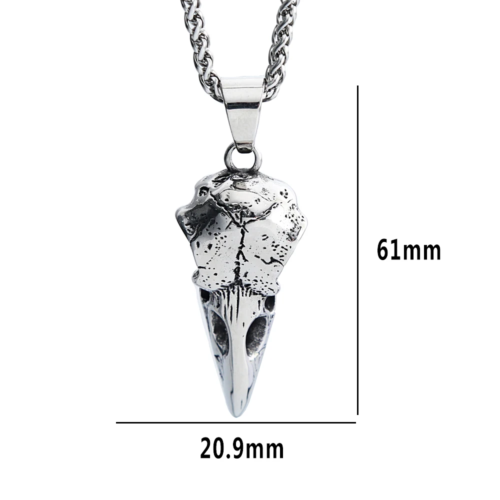Fashion Nordic Viking Crow Head Odin Pendant Necklace For Men 316L Stainless Steel Punk Hip Hop Teens Animal Personality Jewelry