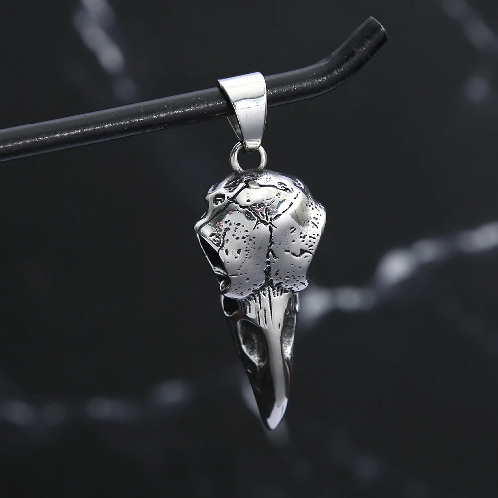 Fashion Nordic Viking Crow Head Odin Pendant Necklace For Men 316L Stainless Steel Punk Hip Hop Teens Animal Personality Jewelry