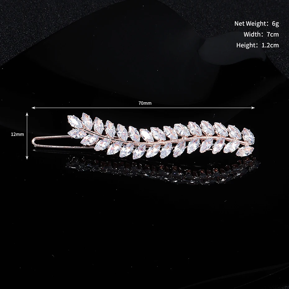 Miallo Fashion Barrette Cubic Zirconia Leaf Hair Clips for Women Accessories Bridal Wedding Hair Jewelry Party  Bride Headpiece