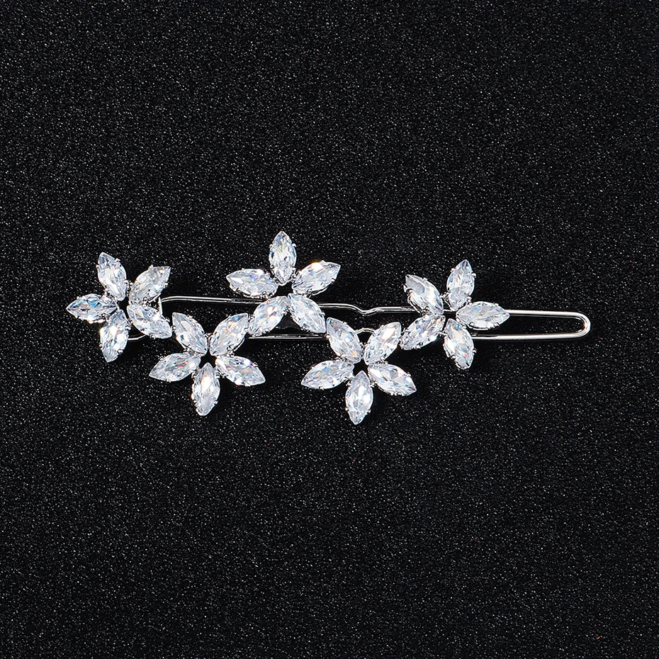 Miallo Fashion Barrette Cubic Zirconia Leaf Hair Clips for Women Accessories Bridal Wedding Hair Jewelry Party  Bride Headpiece