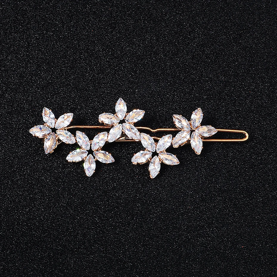 Miallo Fashion Barrette Cubic Zirconia Leaf Hair Clips for Women Accessories Bridal Wedding Hair Jewelry Party  Bride Headpiece