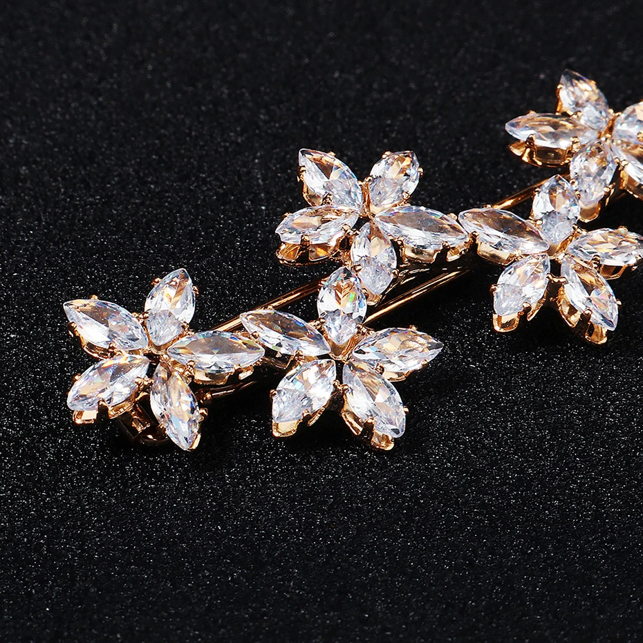 Miallo Fashion Barrette Cubic Zirconia Leaf Hair Clips for Women Accessories Bridal Wedding Hair Jewelry Party  Bride Headpiece