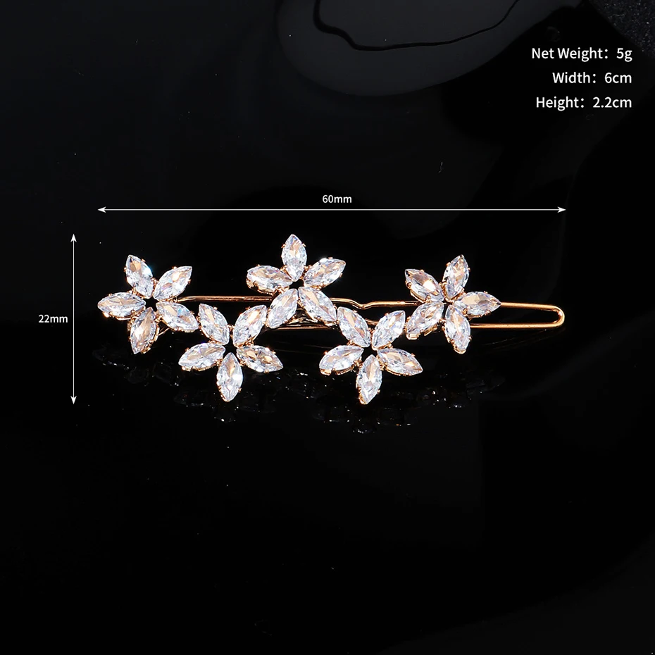 Miallo Fashion Barrette Cubic Zirconia Leaf Hair Clips for Women Accessories Bridal Wedding Hair Jewelry Party  Bride Headpiece