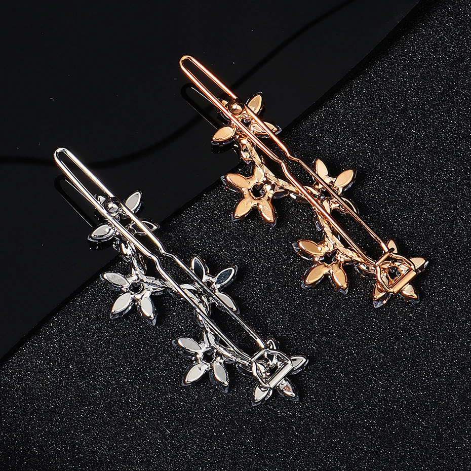 Miallo Fashion Barrette Cubic Zirconia Leaf Hair Clips for Women Accessories Bridal Wedding Hair Jewelry Party  Bride Headpiece