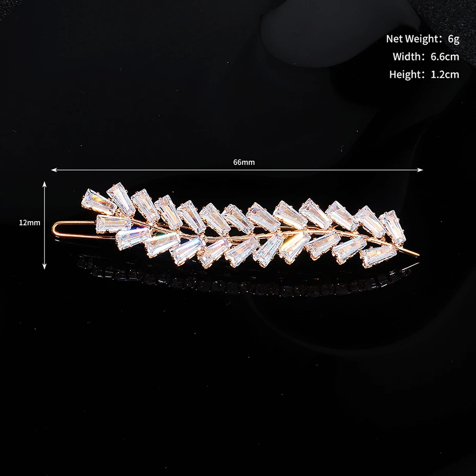 Miallo Fashion Barrette Cubic Zirconia Leaf Hair Clips for Women Accessories Bridal Wedding Hair Jewelry Party  Bride Headpiece