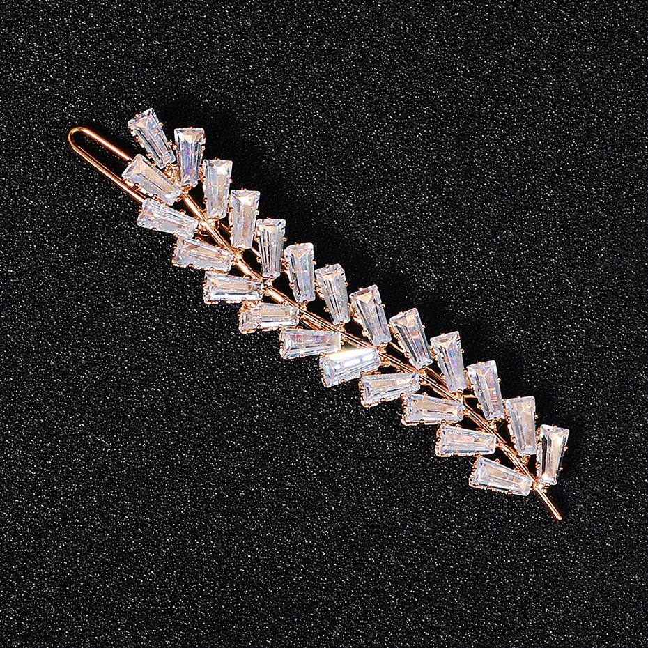 Miallo Fashion Barrette Cubic Zirconia Leaf Hair Clips for Women Accessories Bridal Wedding Hair Jewelry Party  Bride Headpiece