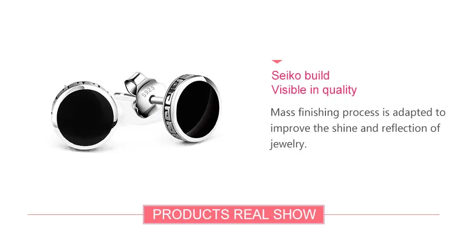 ZDADAN 925 Sterling Silver 6mm 8mm Black Round Stud Earrings For Women Jewelry Accessories Wholesale