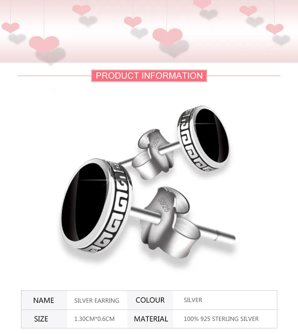 ZDADAN 925 Sterling Silver 6mm 8mm Black Round Stud Earrings For Women Jewelry Accessories Wholesale