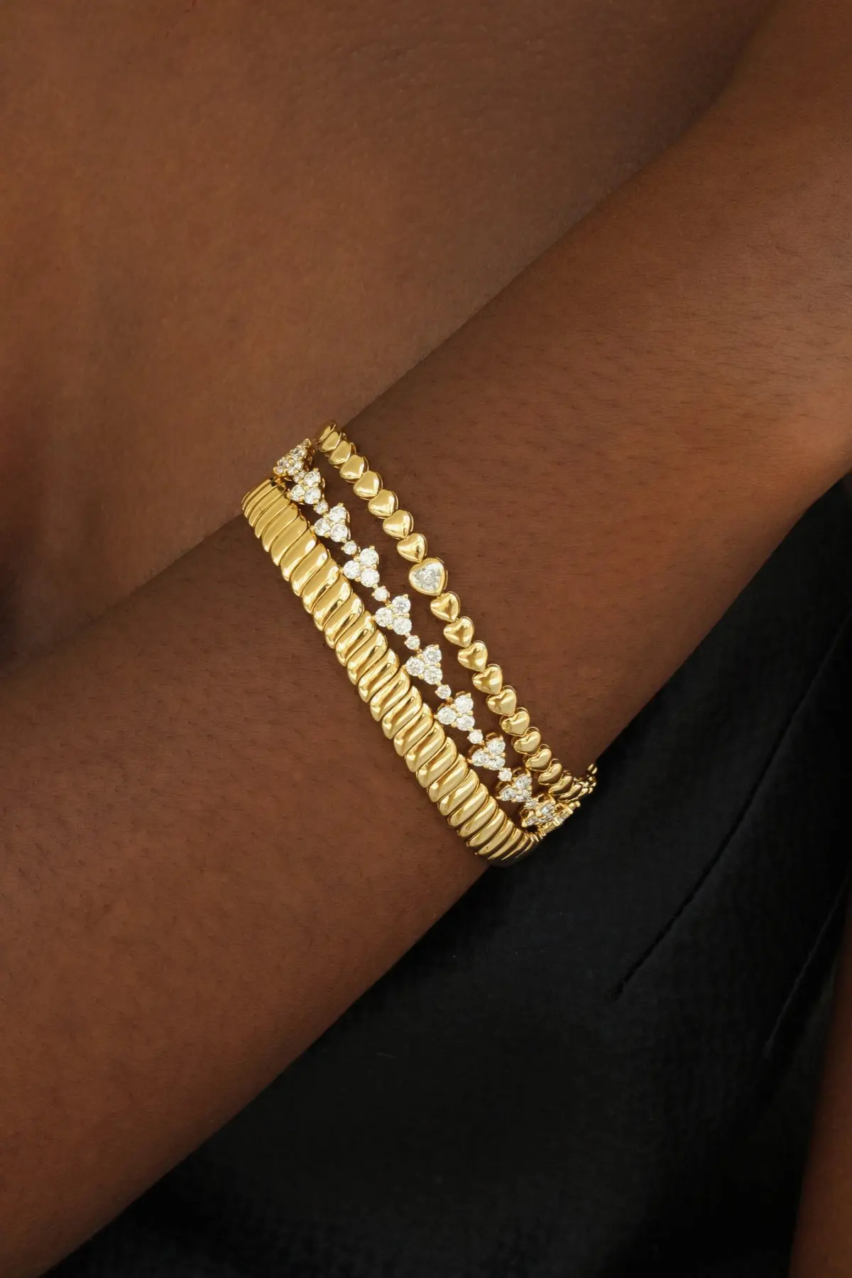 Gold Color Heart Shaped Tennis Chain Bracelet For Women Girlfriend Lover Gift Fashion Classic Jewelry 2022 New