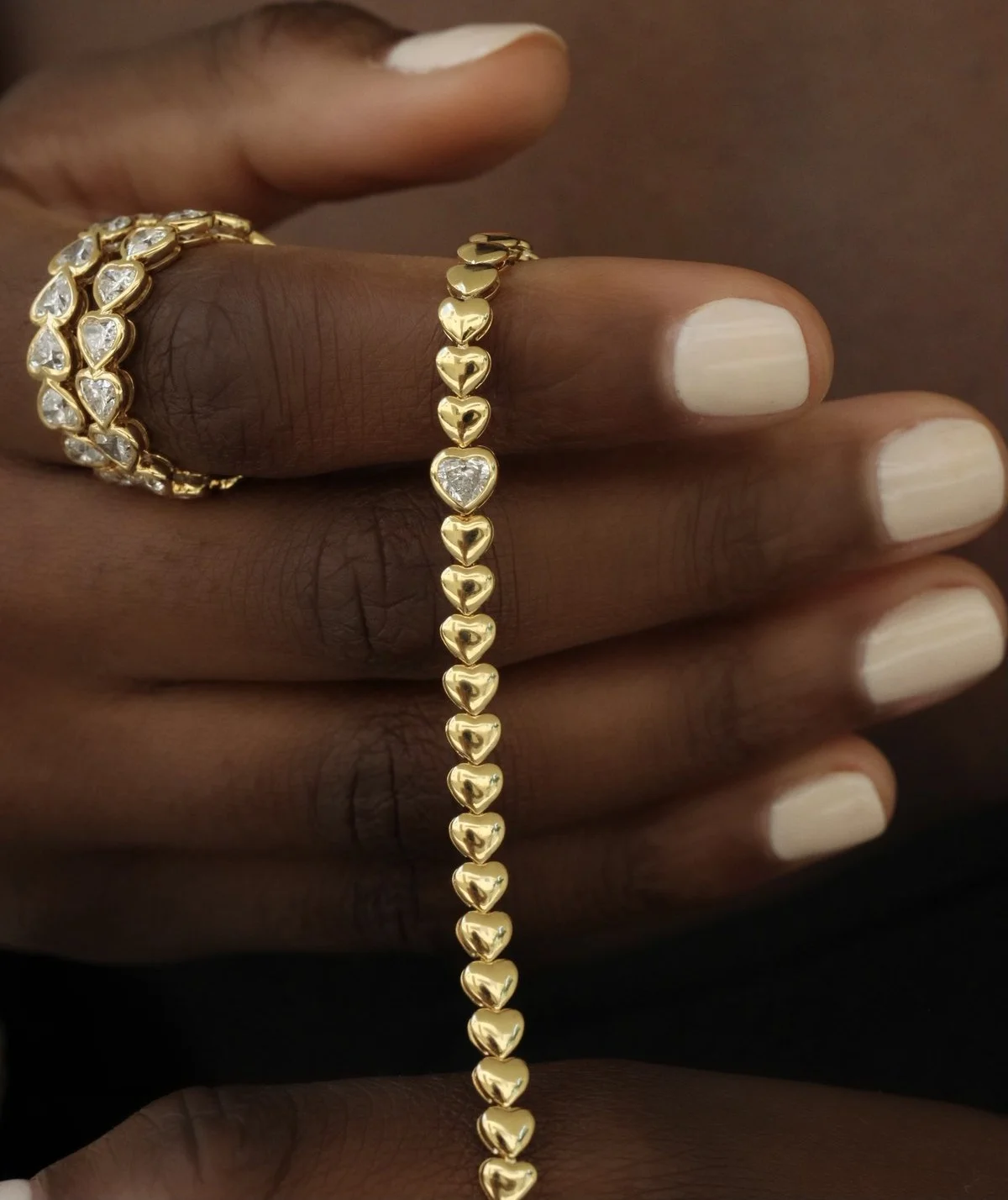 Gold Color Heart Shaped Tennis Chain Bracelet For Women Girlfriend Lover Gift Fashion Classic Jewelry 2022 New
