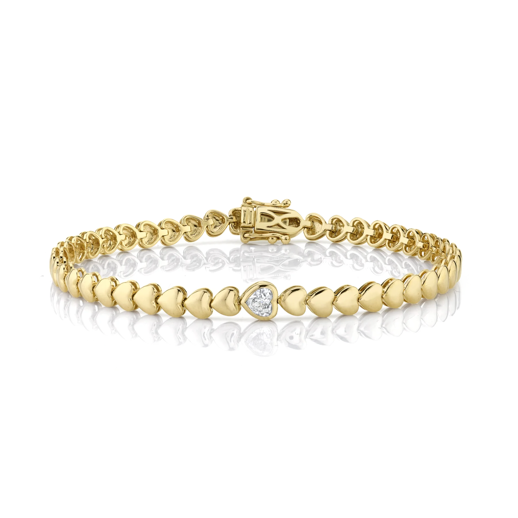 Gold Color Heart Shaped Tennis Chain Bracelet For Women Girlfriend Lover Gift Fashion Classic Jewelry 2022 New