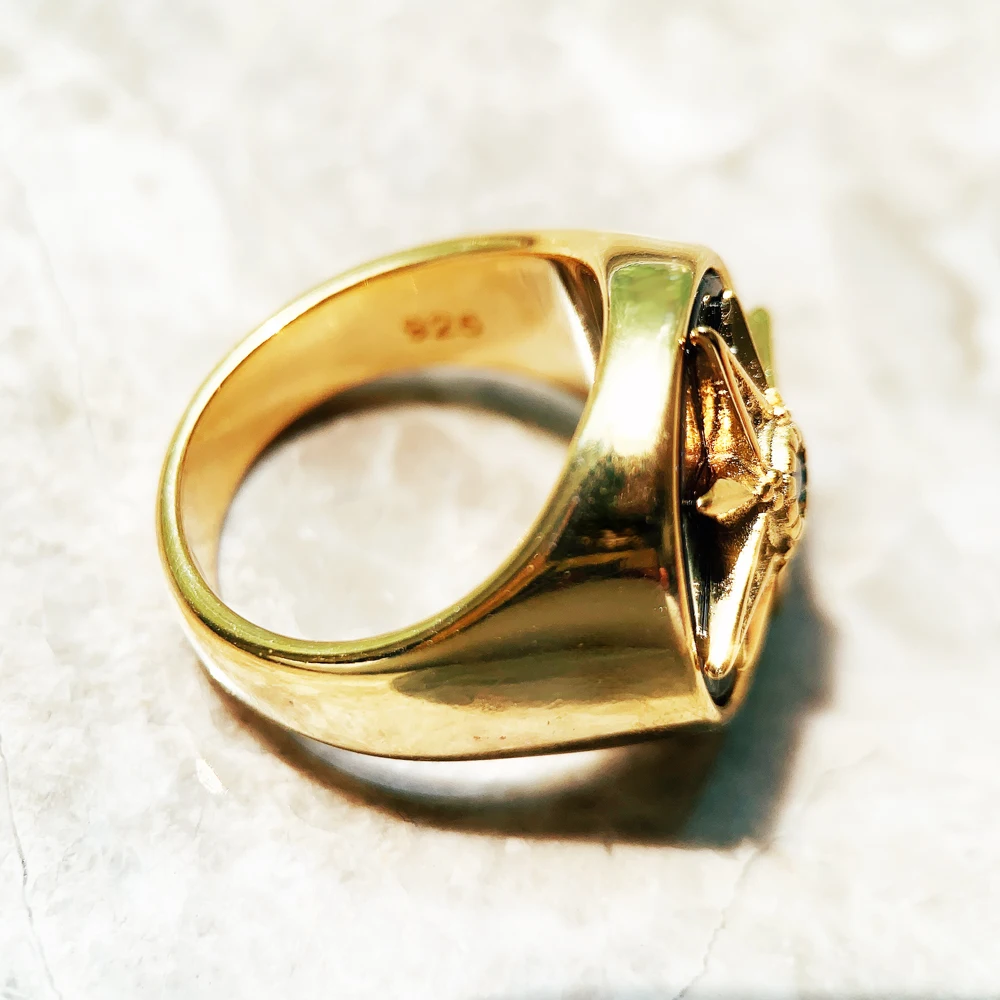Golden Royalty Star With Stones Ring Europe Fine Jewerly For Women Autumn Lucky Gift In 925 Sterling Silver