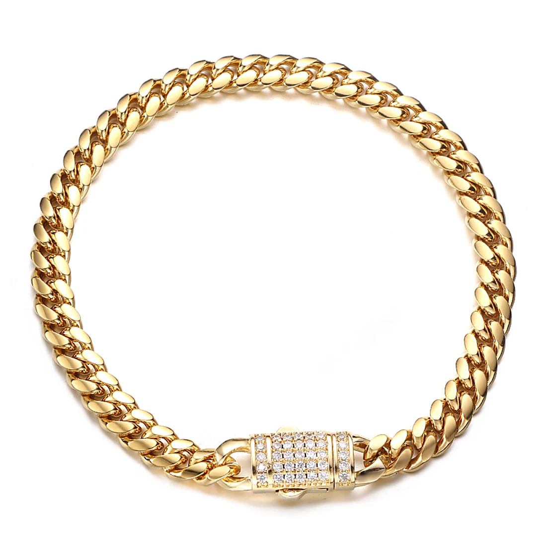6/8/10/12/14mm New Men Chain Bracelet Stainless Steel Curb Cuban Link Chain Bangle for Male Women Hiphop Wrist Jewelry Gift