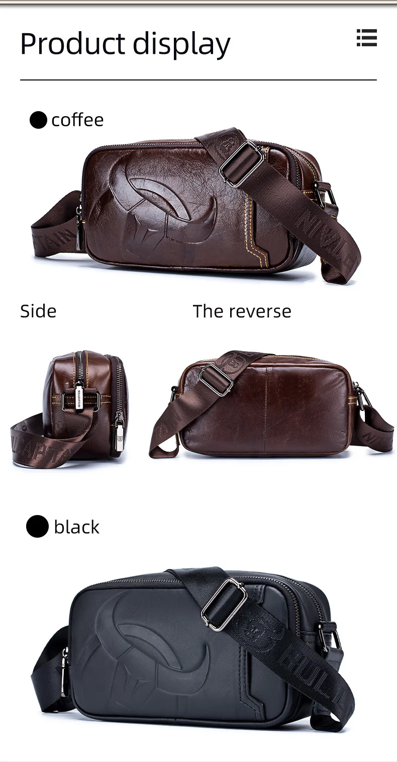 BULLCAPTAIN Brand Men's Crossbody Shoulder Bags High Quality Fashion Male Bages Business Man Messenger Bag Genuine Leather Bag's