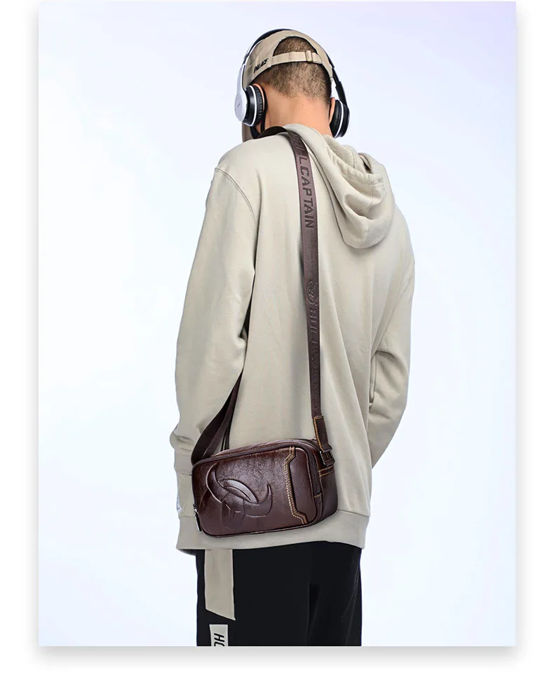 BULLCAPTAIN Brand Men's Crossbody Shoulder Bags High Quality Fashion Male Bages Business Man Messenger Bag Genuine Leather Bag's