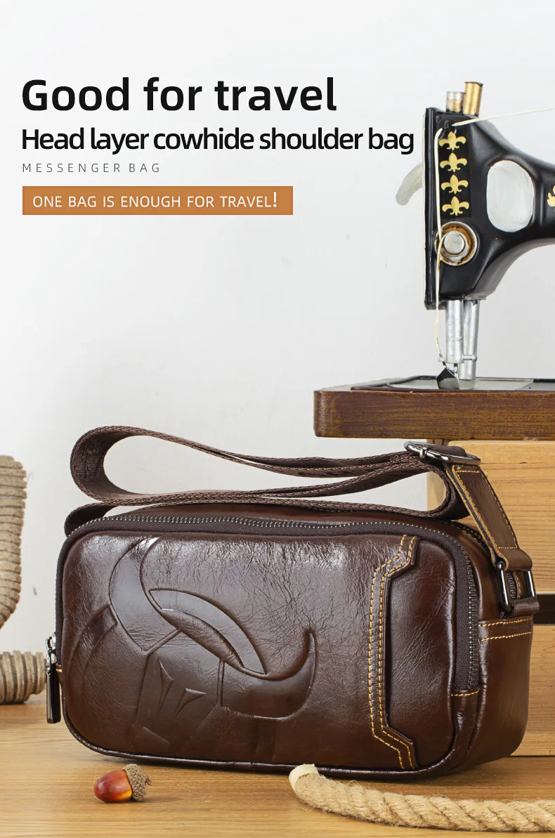 BULLCAPTAIN Brand Men's Crossbody Shoulder Bags High Quality Fashion Male Bages Business Man Messenger Bag Genuine Leather Bag's