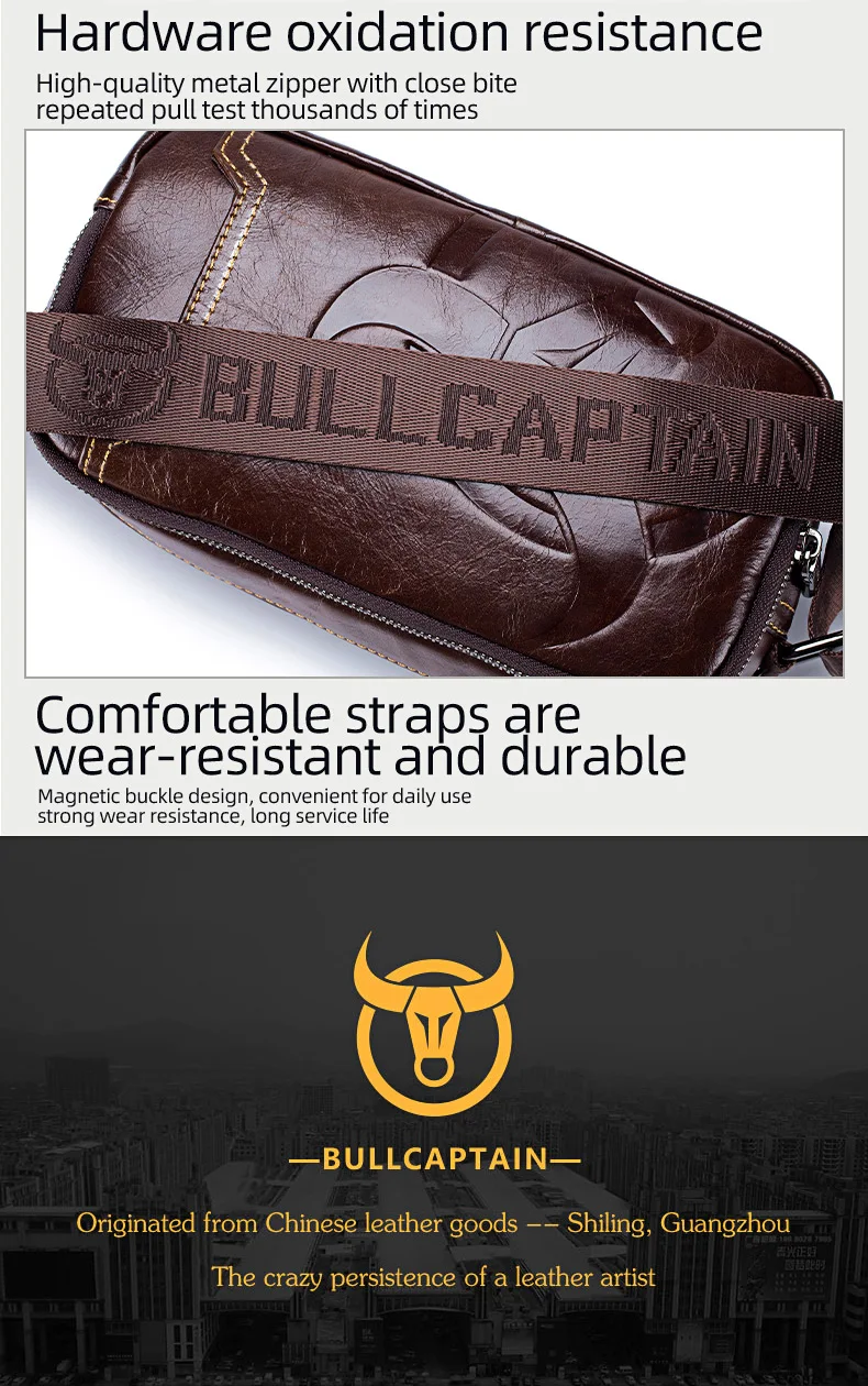 BULLCAPTAIN Brand Men's Crossbody Shoulder Bags High Quality Fashion Male Bages Business Man Messenger Bag Genuine Leather Bag's