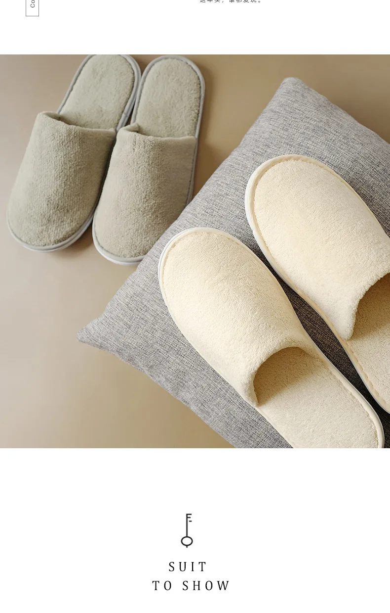 5Pairs/Lot Winter Cotton Slippers Men Women Hotel Disposable Slides Home Travel Sandals Hospitality Footwear One Size on Sale