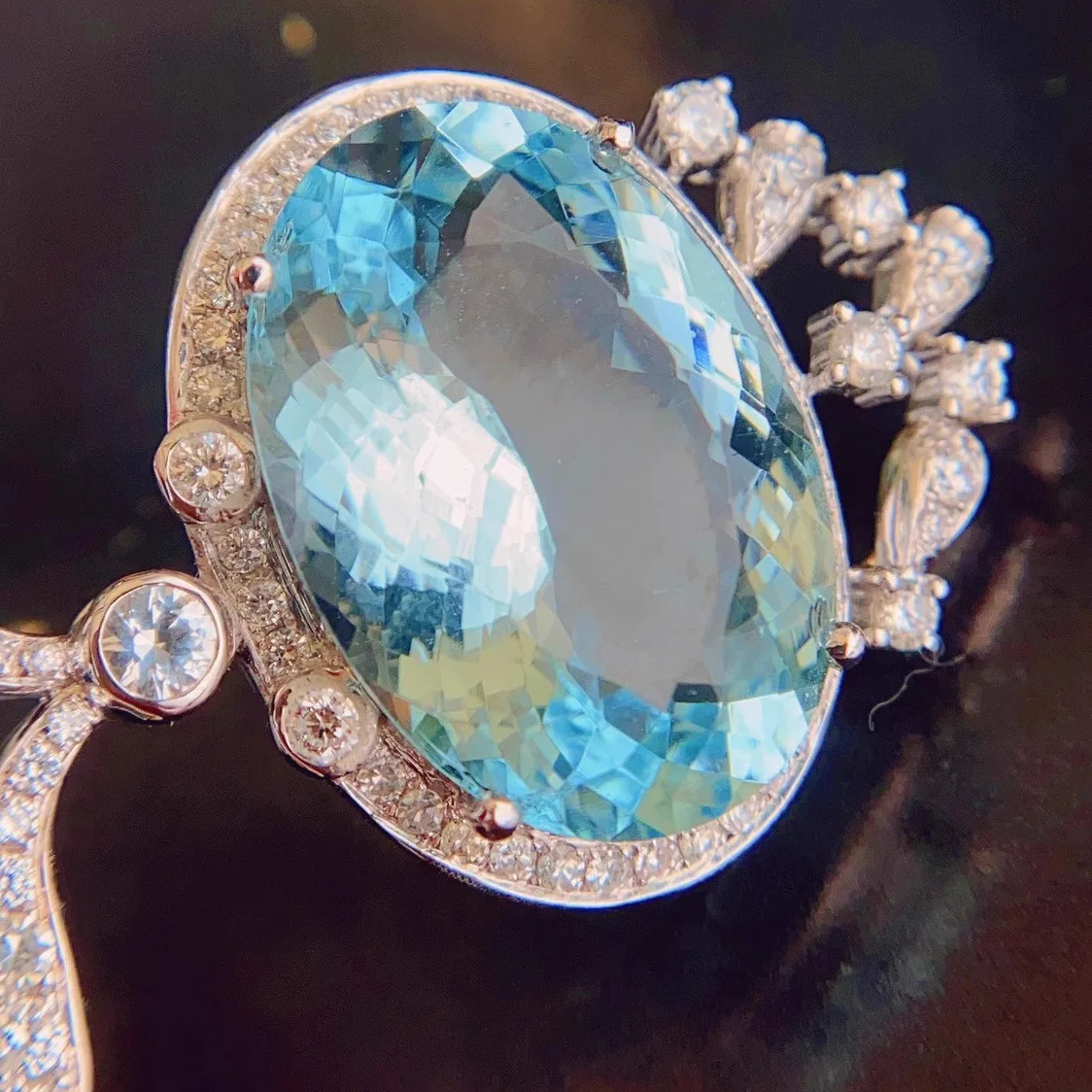 925 Silver Luxury Sea Blue Color Zircon Jewelry Long Tassel Water Drop Pendant Necklace Bridal Wedding Party Jewelry for Women