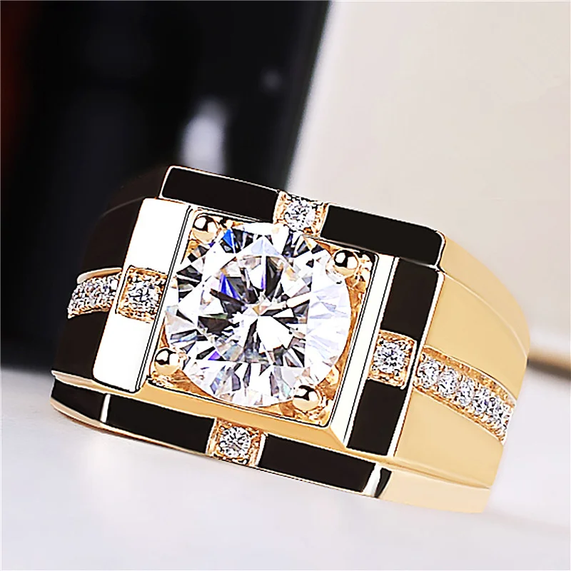 New Arrival Men Ring Adjustable Hot Selling Fashion Crystal Cross Square Pattern Ring S925 Silver For Boyfriend Anniversary Gift