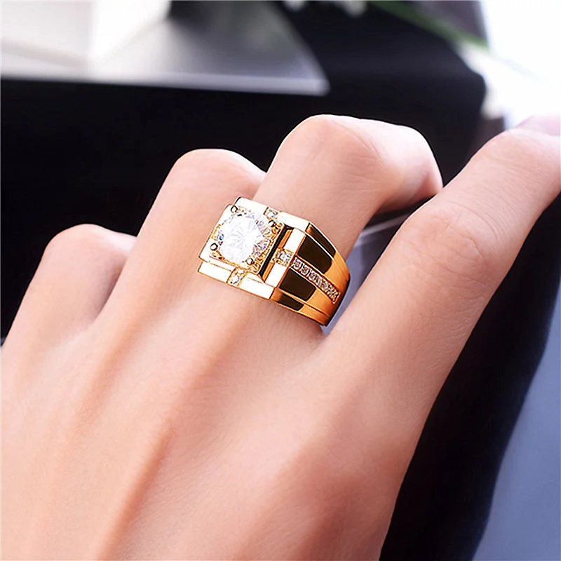New Arrival Men Ring Adjustable Hot Selling Fashion Crystal Cross Square Pattern Ring S925 Silver For Boyfriend Anniversary Gift