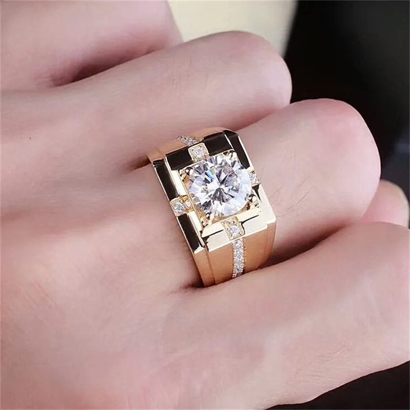 New Arrival Men Ring Adjustable Hot Selling Fashion Crystal Cross Square Pattern Ring S925 Silver For Boyfriend Anniversary Gift