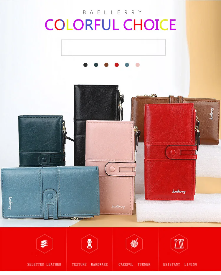 2023 Women Wallets Fashion Long PU Leather Top Quality Card Holder Classic Female Purse Zipper Brand Wallet For Women