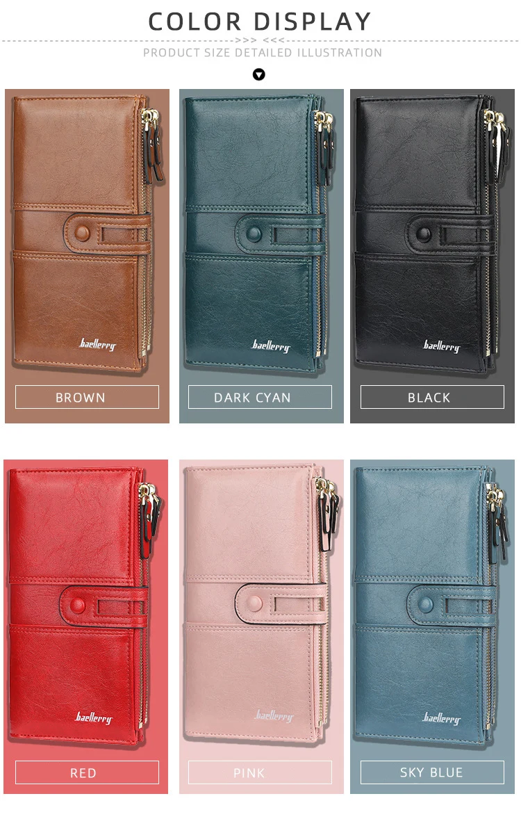 2023 Women Wallets Fashion Long PU Leather Top Quality Card Holder Classic Female Purse Zipper Brand Wallet For Women