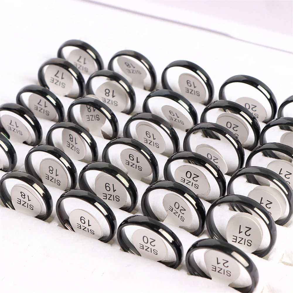 50Pcs/Lot Fashion Simple Smooth Spherical Stainless Steel Ring Jewelry Women Men Wedding Party Gift Width 2/4/6/8MM Wholesale