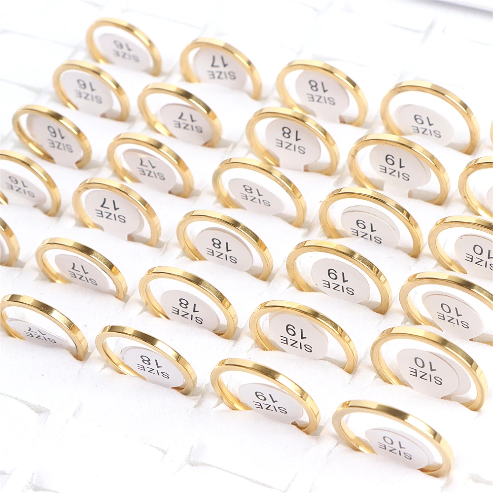 50Pcs/Lot Fashion Simple Smooth Spherical Stainless Steel Ring Jewelry Women Men Wedding Party Gift Width 2/4/6/8MM Wholesale