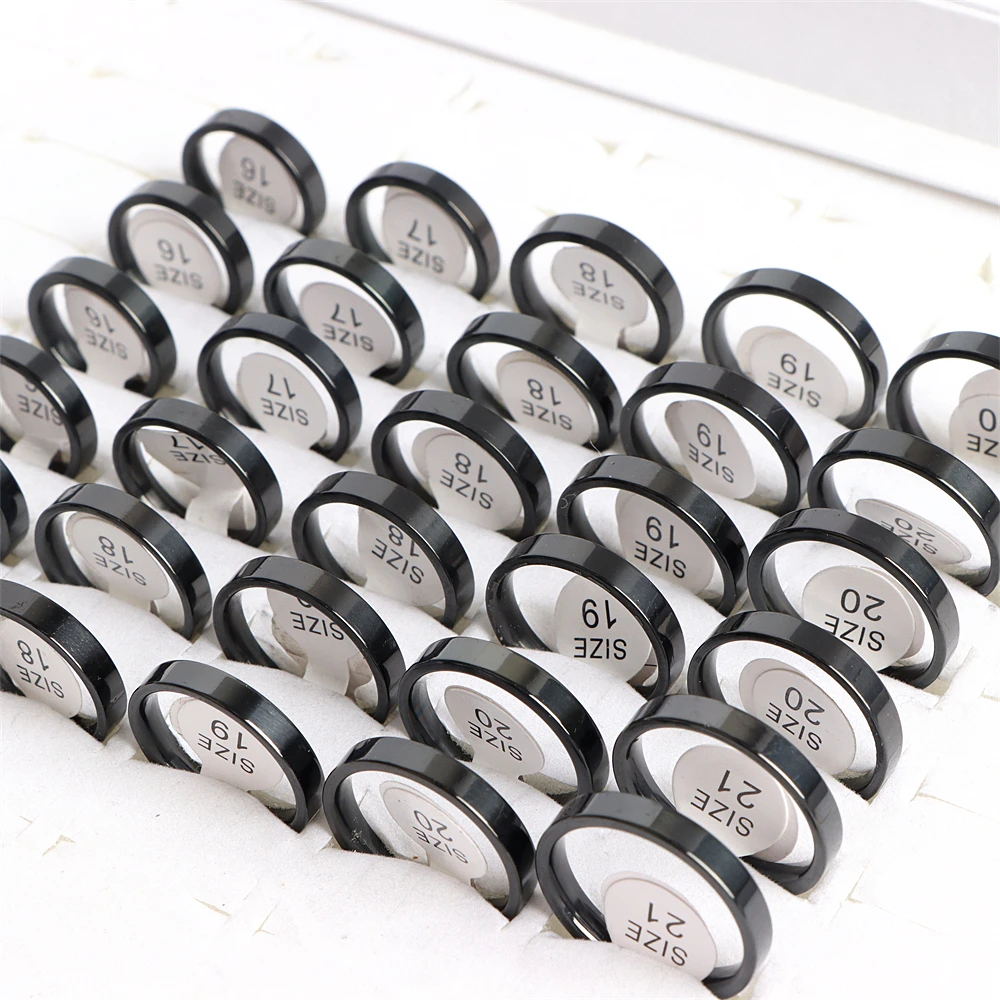 50Pcs/Lot Fashion Simple Smooth Spherical Stainless Steel Ring Jewelry Women Men Wedding Party Gift Width 2/4/6/8MM Wholesale
