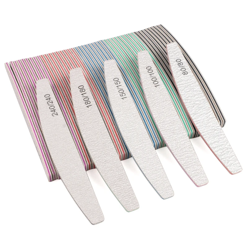 20Pcs/50Pcs Nail Art Files 100/180/240 Gel Nail Polishing Buffer Boat Pedicure Manicure Buffers Nails Accessoires lime a ongle