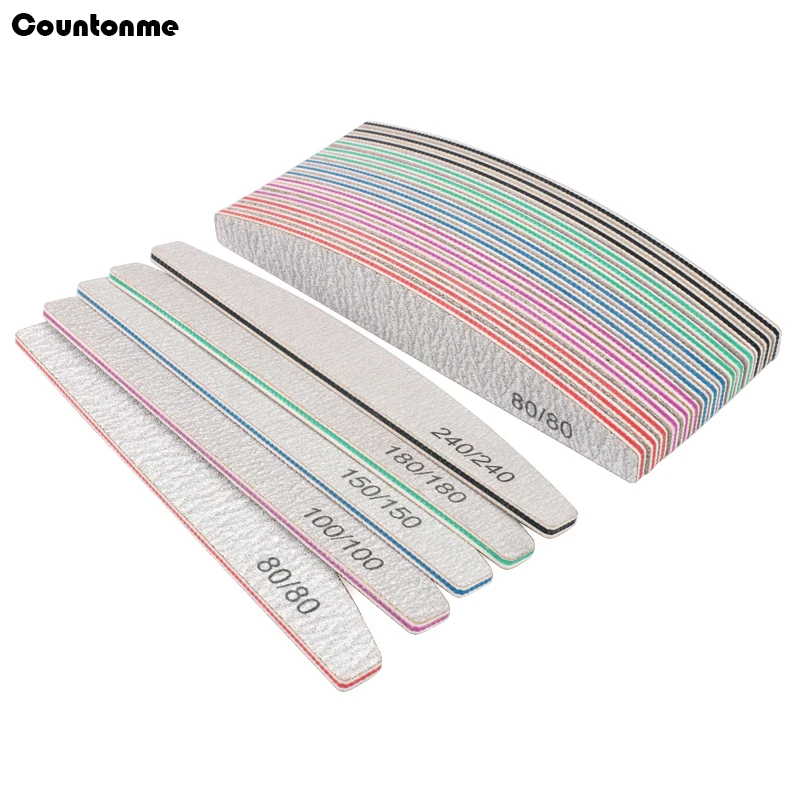 20Pcs/50Pcs Nail Art Files 100/180/240 Gel Nail Polishing Buffer Boat Pedicure Manicure Buffers Nails Accessoires lime a ongle
