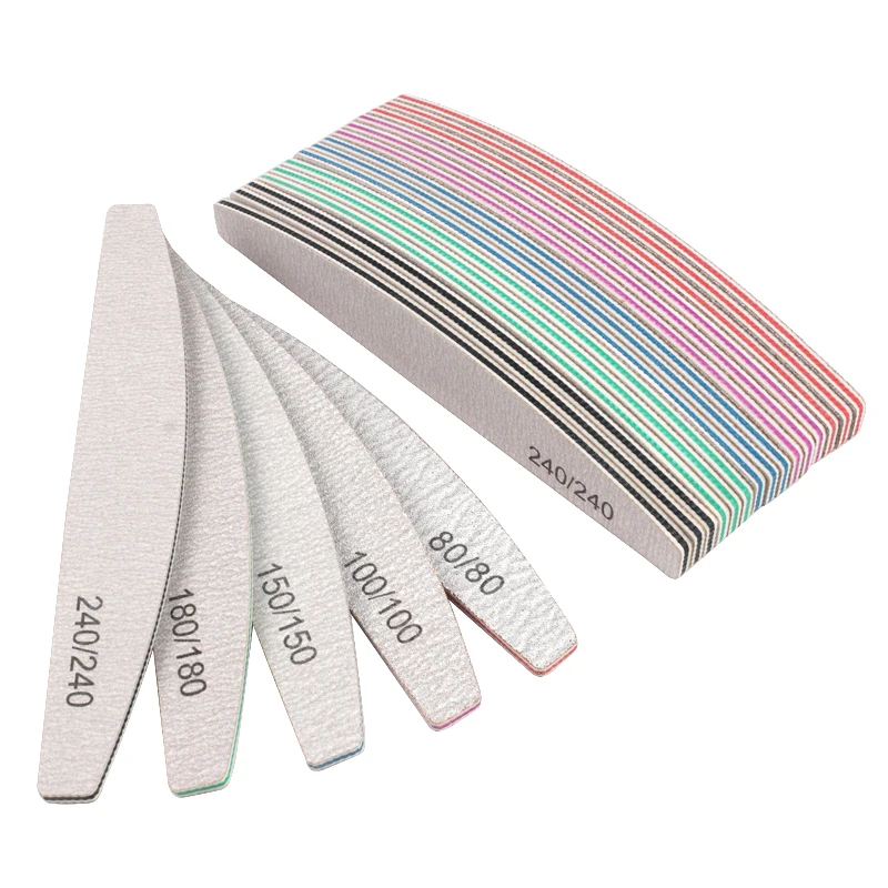 20Pcs/50Pcs Nail Art Files 100/180/240 Gel Nail Polishing Buffer Boat Pedicure Manicure Buffers Nails Accessoires lime a ongle