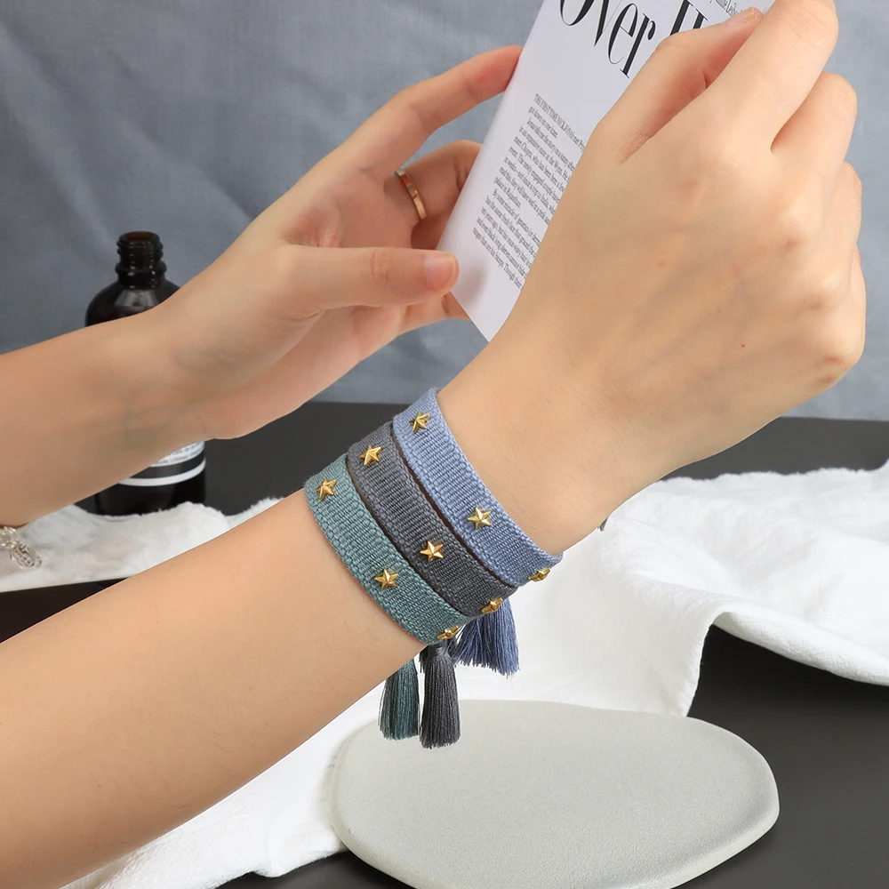 Woven Friendship Bracelet For Women With Tiny Stars Summer Stacking Jewelry Bracelets Sis Gifts