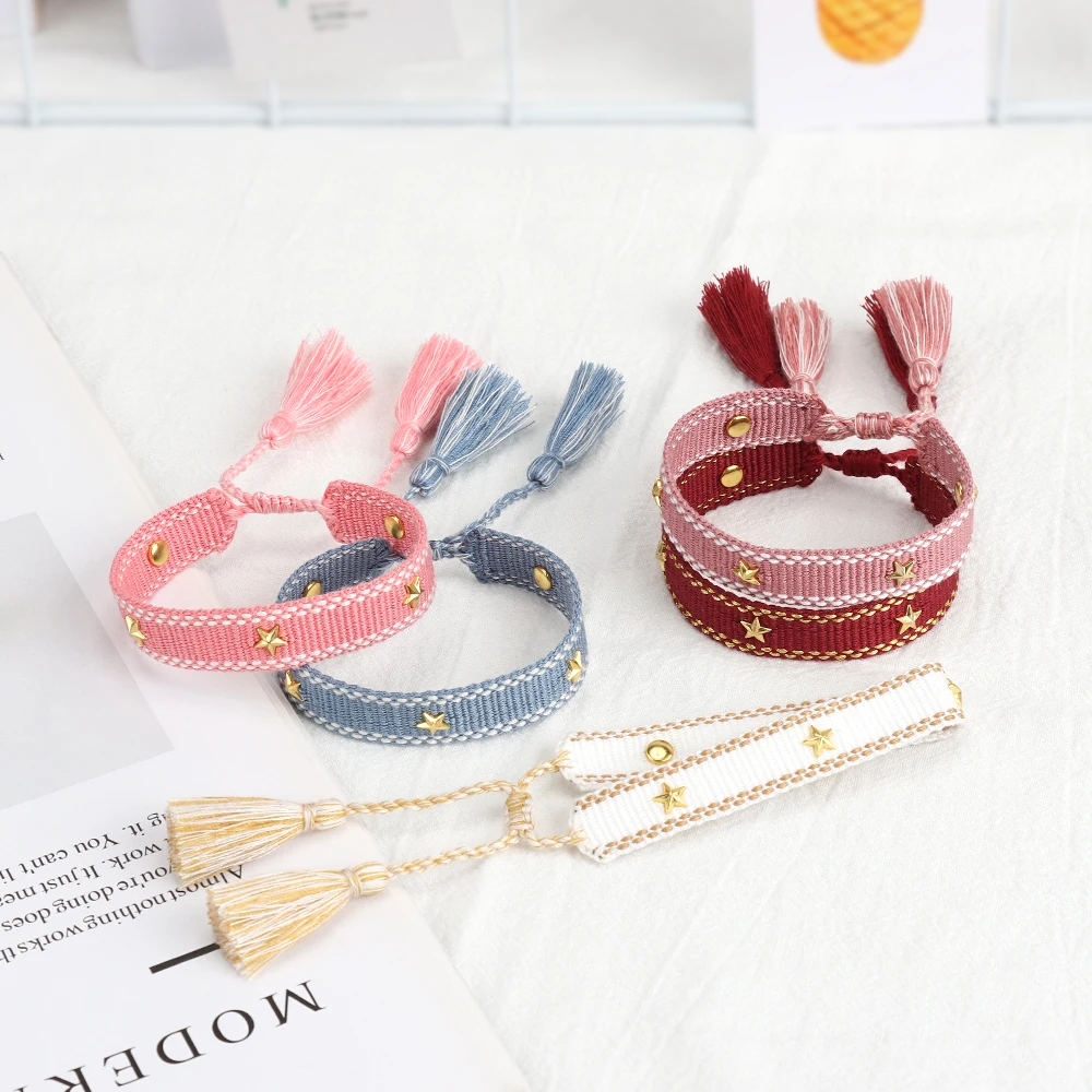 Woven Friendship Bracelet For Women With Tiny Stars Summer Stacking Jewelry Bracelets Sis Gifts