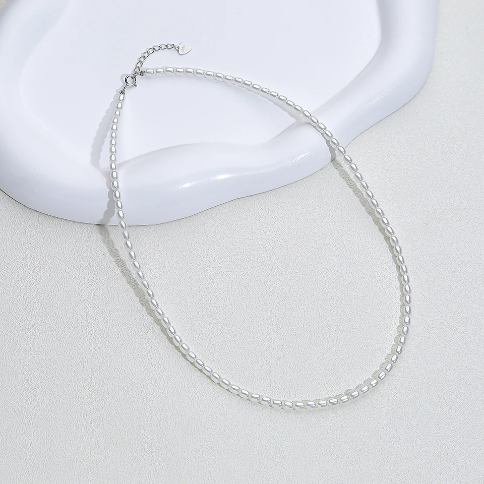 925 Sterling Silver 6mm Pearl Necklace For Women Jewelry On Neck Pearl Bead Choker Cheap Items With Party Gift