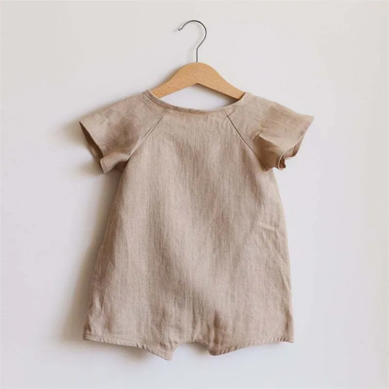 Linen Cotton Baby Boys Rompers Summer Infant Baby Bodysuit Casual Newborn Girls Jumpsuit Toddler Boys Bodysuit Overalls 0-24m