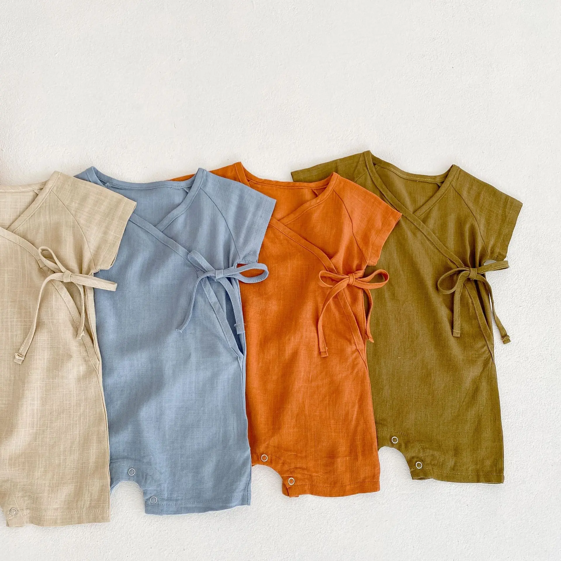 Linen Cotton Baby Boys Rompers Summer Infant Baby Bodysuit Casual Newborn Girls Jumpsuit Toddler Boys Bodysuit Overalls 0-24m