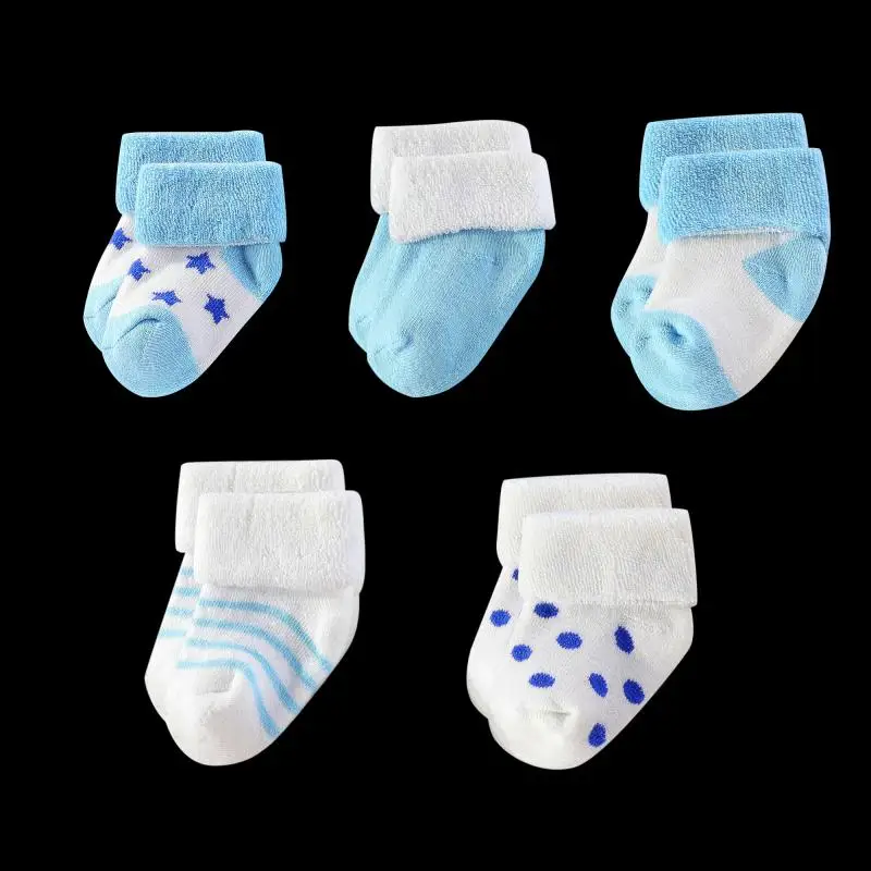 Unisex 5 Pairs Cotton Baby Boys Socks Newborn Solid Color Baby Girls Socks Sets 0-12M Infant Supplies Accessories Bebes