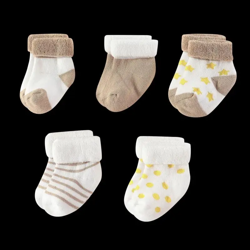 Unisex 5 Pairs Cotton Baby Boys Socks Newborn Solid Color Baby Girls Socks Sets 0-12M Infant Supplies Accessories Bebes
