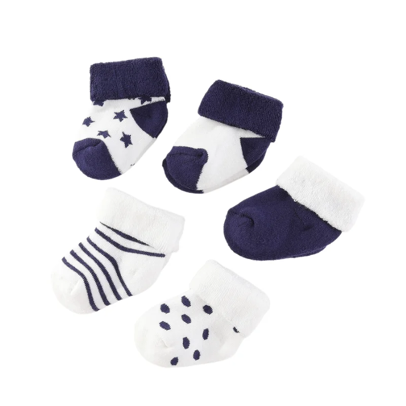 Unisex 5 Pairs Cotton Baby Boys Socks Newborn Solid Color Baby Girls Socks Sets 0-12M Infant Supplies Accessories Bebes