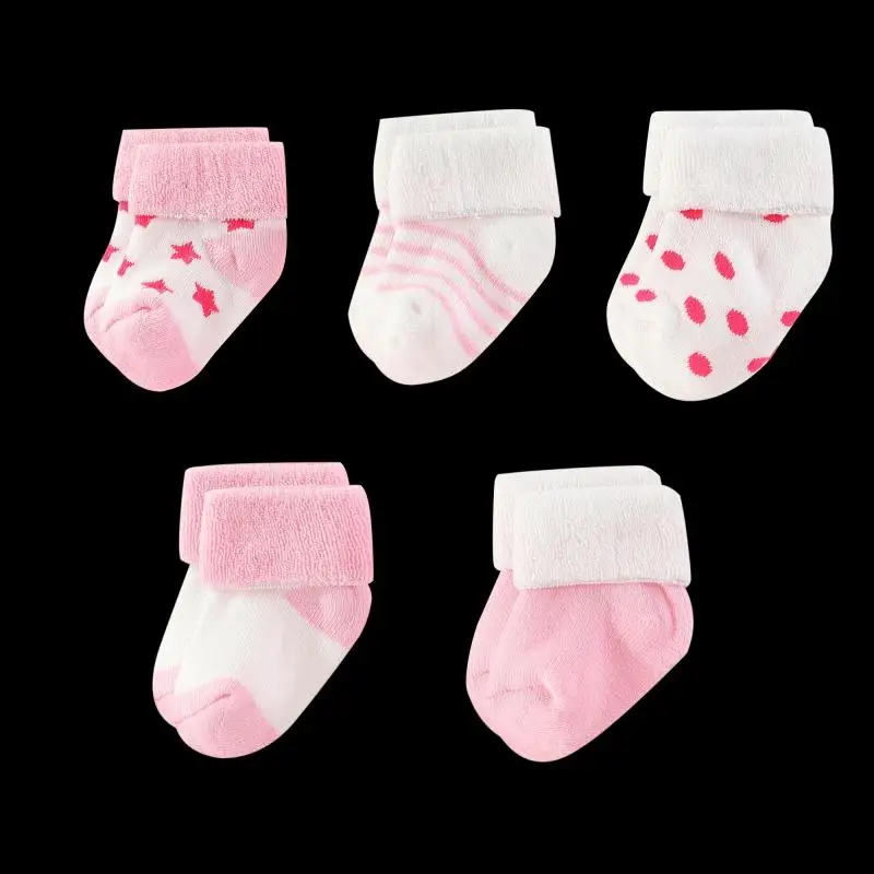 Unisex 5 Pairs Cotton Baby Boys Socks Newborn Solid Color Baby Girls Socks Sets 0-12M Infant Supplies Accessories Bebes