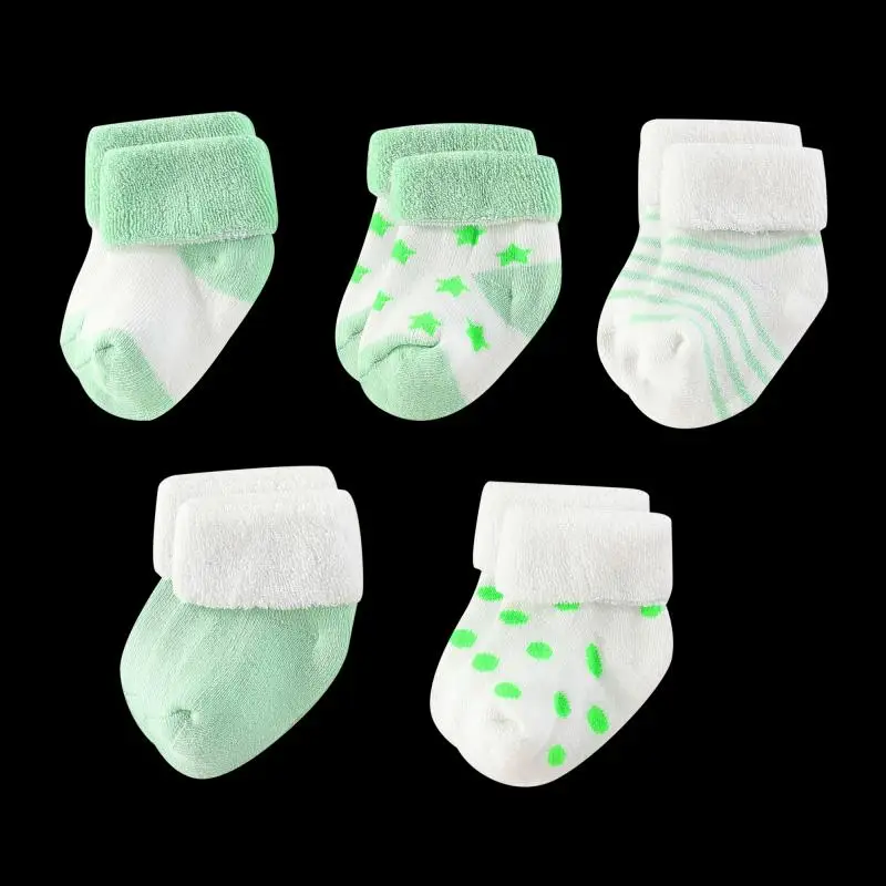 Unisex 5 Pairs Cotton Baby Boys Socks Newborn Solid Color Baby Girls Socks Sets 0-12M Infant Supplies Accessories Bebes
