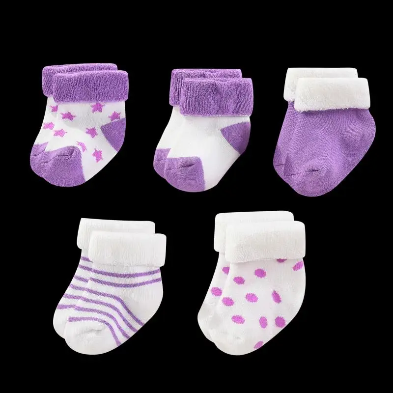 Unisex 5 Pairs Cotton Baby Boys Socks Newborn Solid Color Baby Girls Socks Sets 0-12M Infant Supplies Accessories Bebes