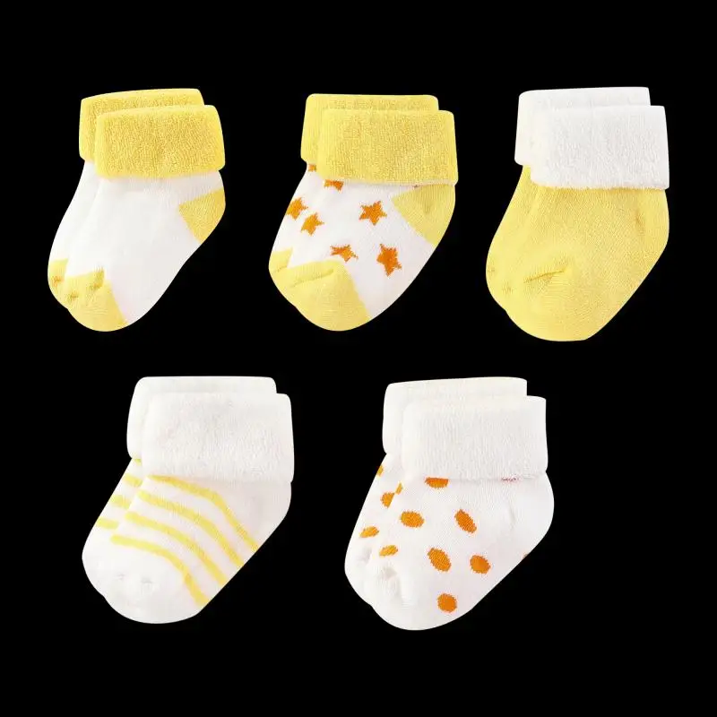 Unisex 5 Pairs Cotton Baby Boys Socks Newborn Solid Color Baby Girls Socks Sets 0-12M Infant Supplies Accessories Bebes