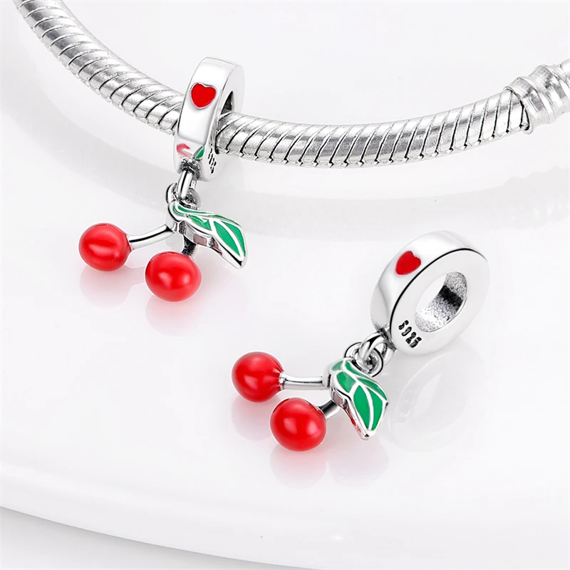 Fit pand 3mm Bracelet Original 925 Sterling Silver Pink Cat Paw Series Beads Tulip Flower Charm Diy Ms Jewelry Gift
